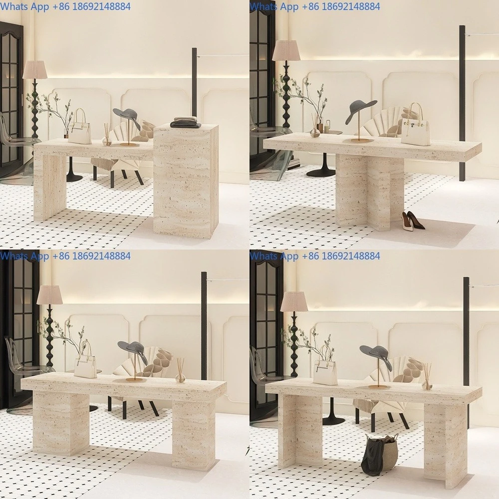 Display Table for Clothing Store Central Island Stone Style Merchandise Display Stand for Accessories and Apparel