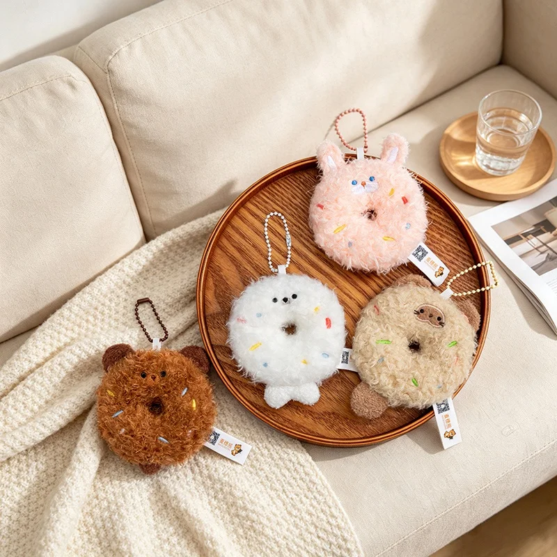 Donut Cat Donut Bear Donut Rabbit Seal Plush Toy Bag Charm Soft Stuffed Animal Keychain Cozy Home Fashion Trend Gift