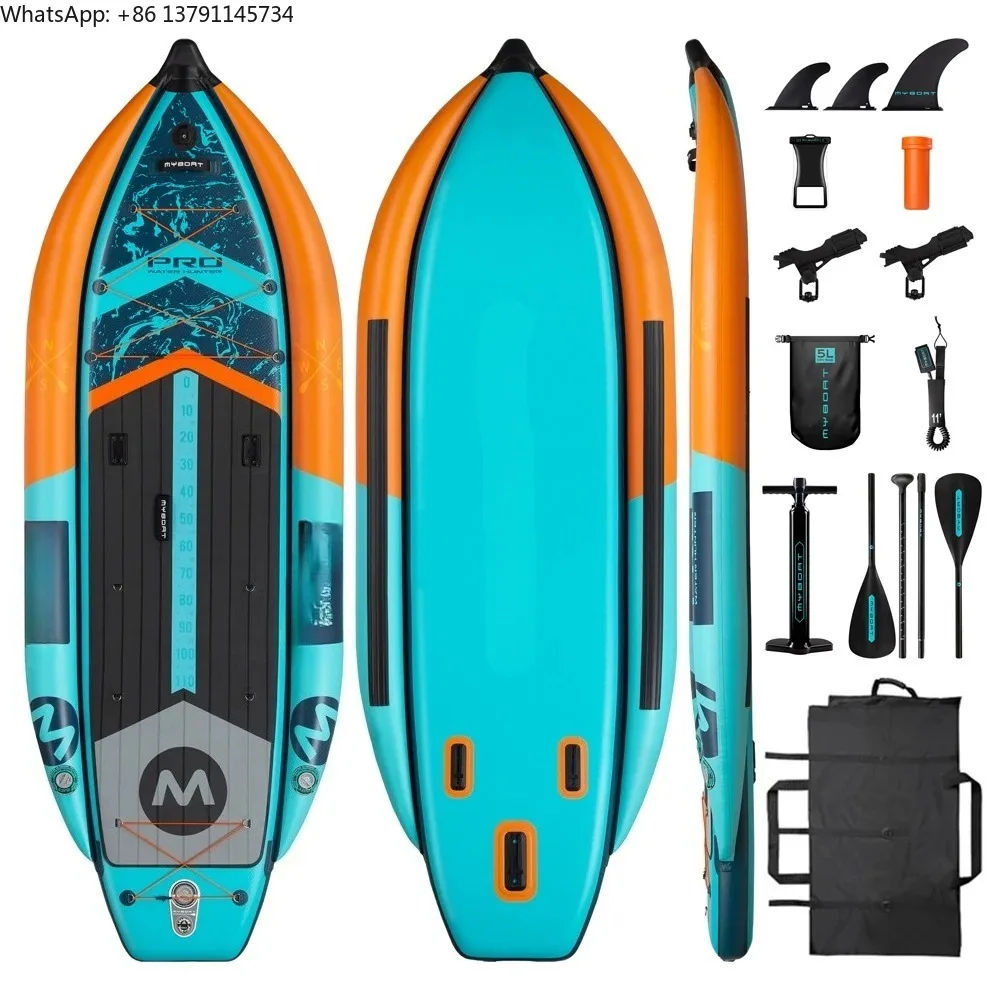 Ponton-Angelboot SUB Wasserdichtes Aufblasbares Paddleboard 335x120x15cm Wasserangeln Mit Zubehör SUP