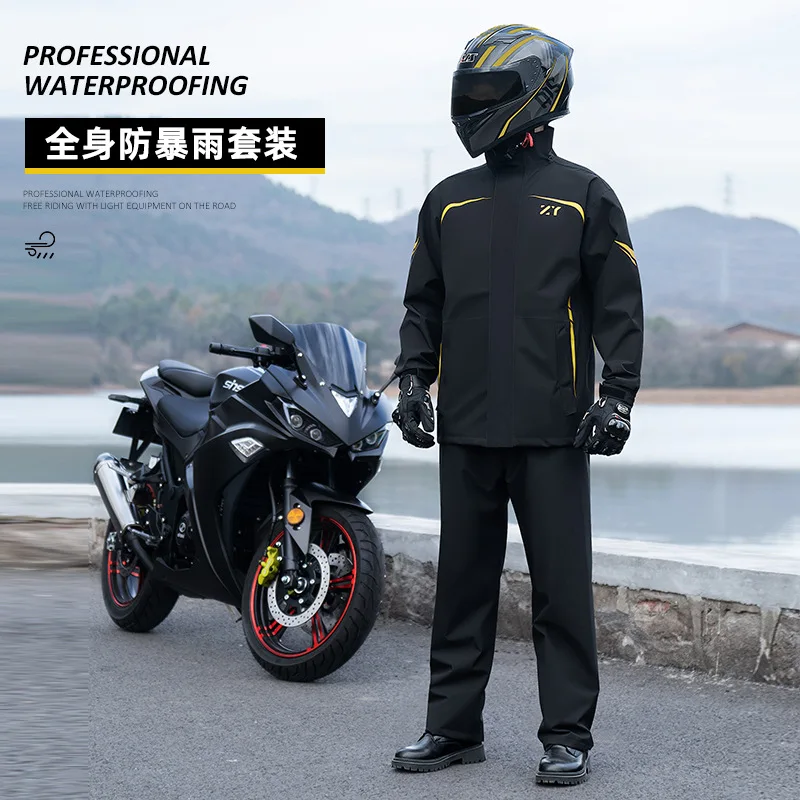 Motorbike Riding Off-Road Mountain Rain Jacket Set Outdoor Off-Road Mountain Biking Split Rain Jacket Set Waterproof Mackintosh