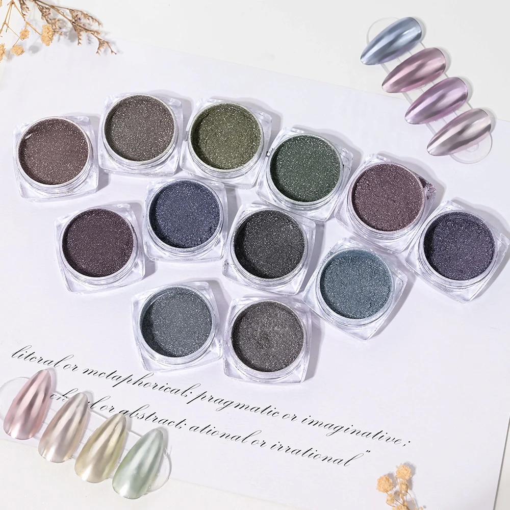 1 جرة ضوء القمر مرآة الأظافر مسحوق بريق الغبار الكروم لامع الفضة/الذهب/الأرجواني لامعة فرك الغبار مسمار UV هلام البولندية الصباغ #6