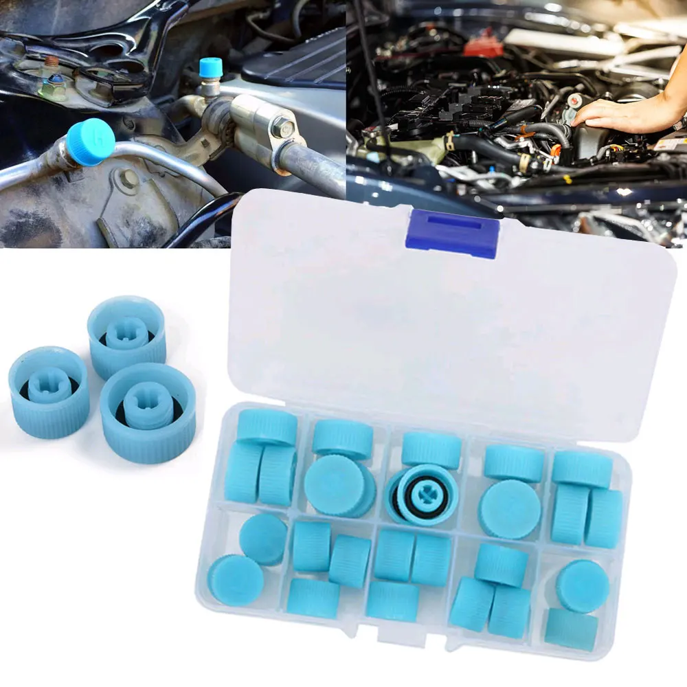 30pcs Car Air Conditioning Charging Valve Dust Cover Auto A/C Refrigerant Port Cap Maintenance Tools Car Replacement Accessories