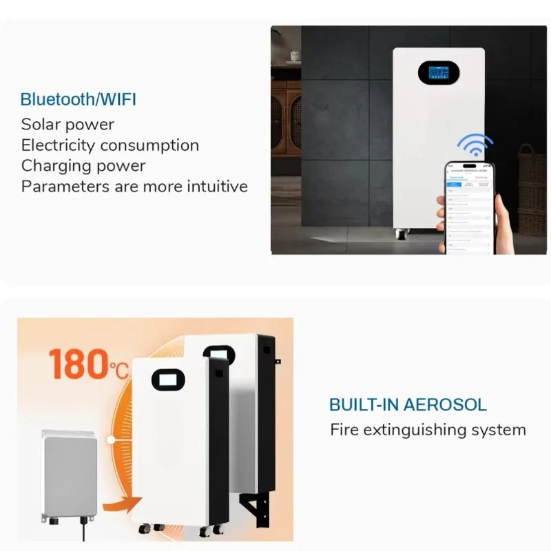 High Efficiency Home Solar Battery Storage System 5kW Inverter with LiFePO4 Battery Pack