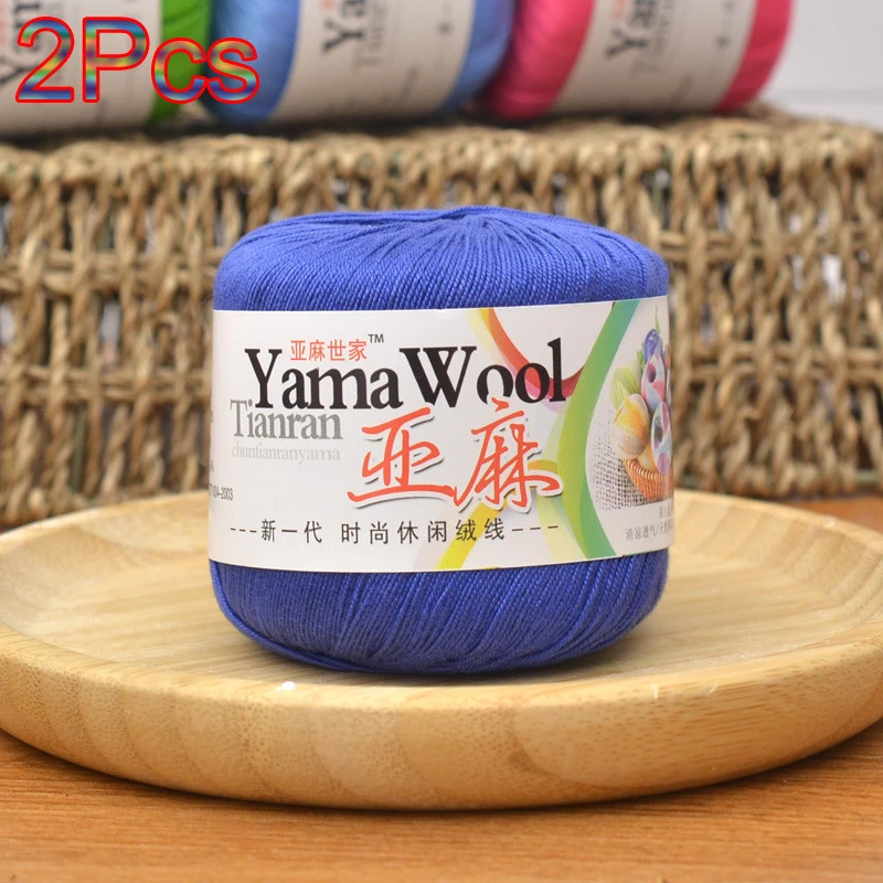 2Pcs hand knit Linen lace yarn Crocheting silk cotton Thread Crochet  Coaster Tshirt dress bag amigurumi line knit blanket