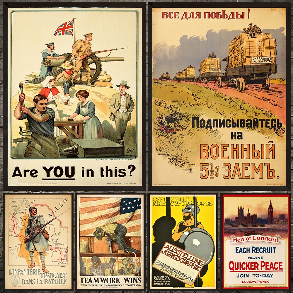 

Vintage Wwi Propaganda Poster Canvas Print,Old Classic WWI Poster Print,Unique Gift For Military History & Wwi Poster Collectors