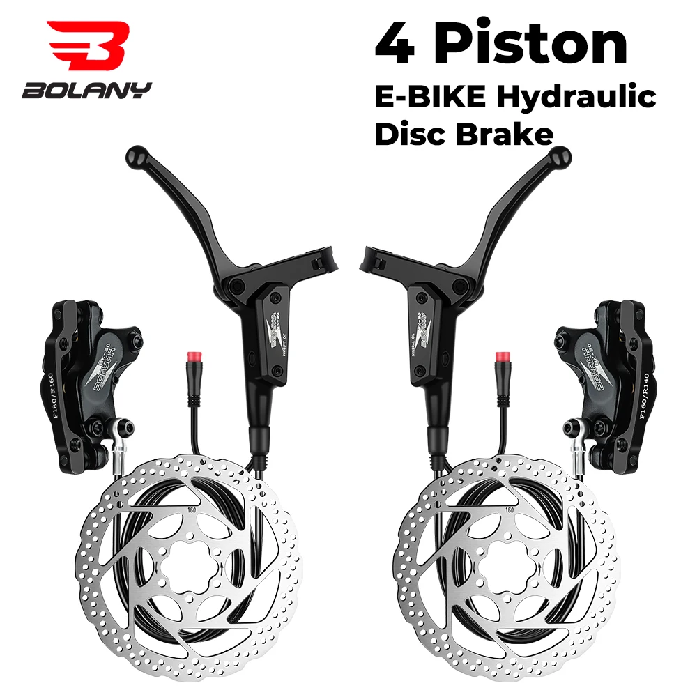 

BOLANY 4-Piston E-BIKE Hydraulic Disc Brake Set Calipers 830mm/1620mm Cables for Electric Bicycle Scooter Mtb Folding Bike