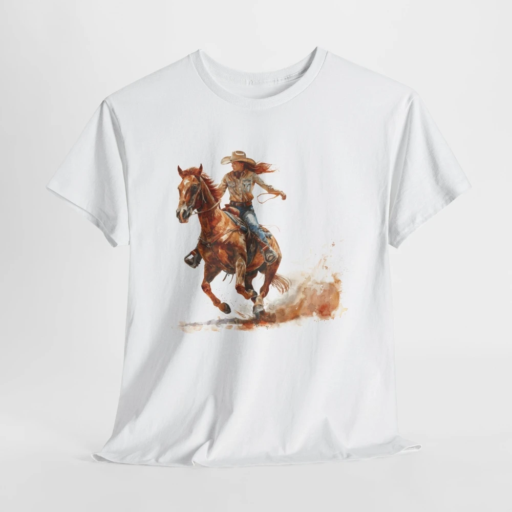 المائية راعية البقر المحملة البلد الغربية موضوع قميص روديو عاشق هدية القطن للجنسين س الرقبة قصيرة الأكمام بلوزات غير رسمية الموضة #2