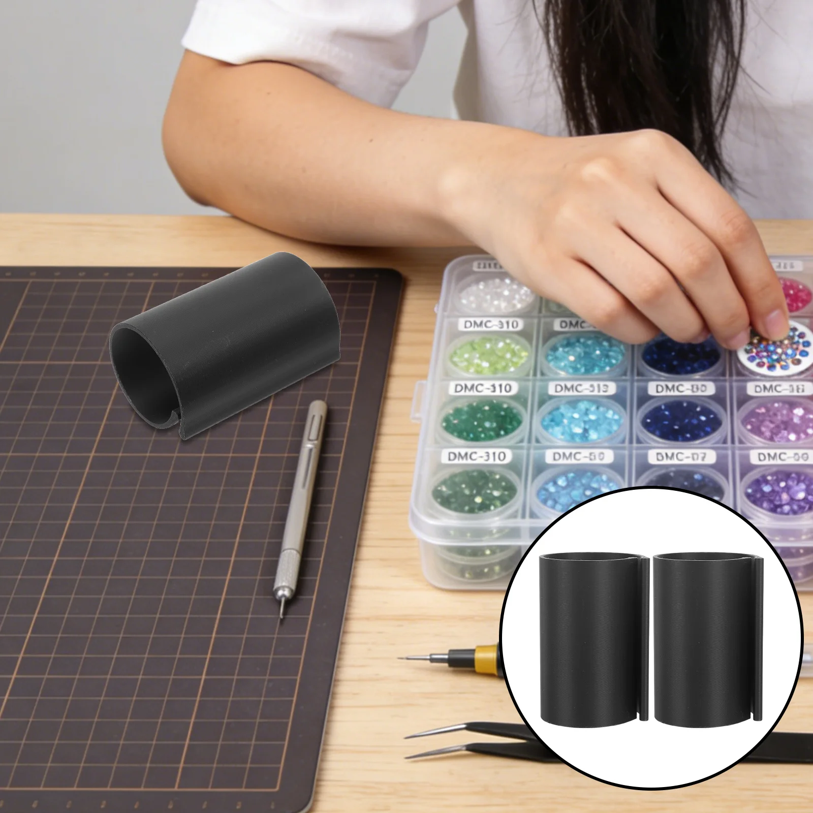 

2Pcs Rhinestone Painting Canvas Roll Holder Scroll Frame Anti Curl Clip Organizer for Flat Storage Art Supplies