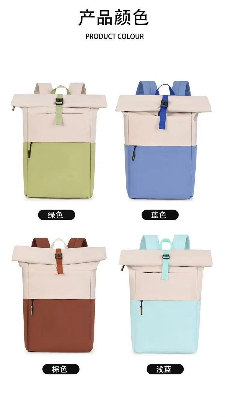 Roll Top Casual Backpack, Large Capacity Business Laptop Bag, Commute Work Backpack for Office & College Students