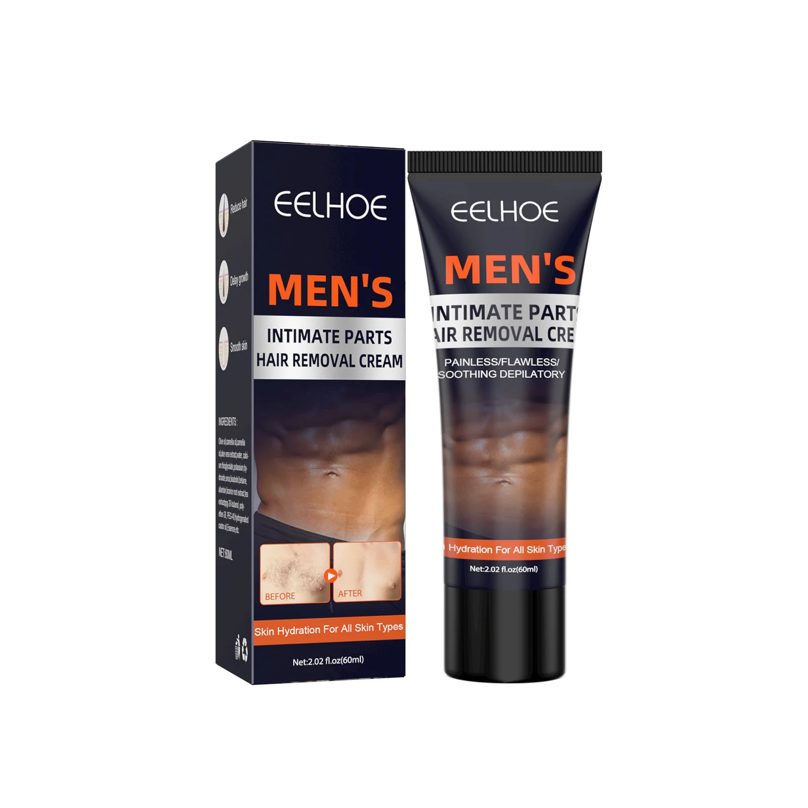 Crema de depilación suave para hombres, herramienta de depilación de todo el cuerpo, no daña la piel, los pelos del pecho, axila, piernas, pelo suave