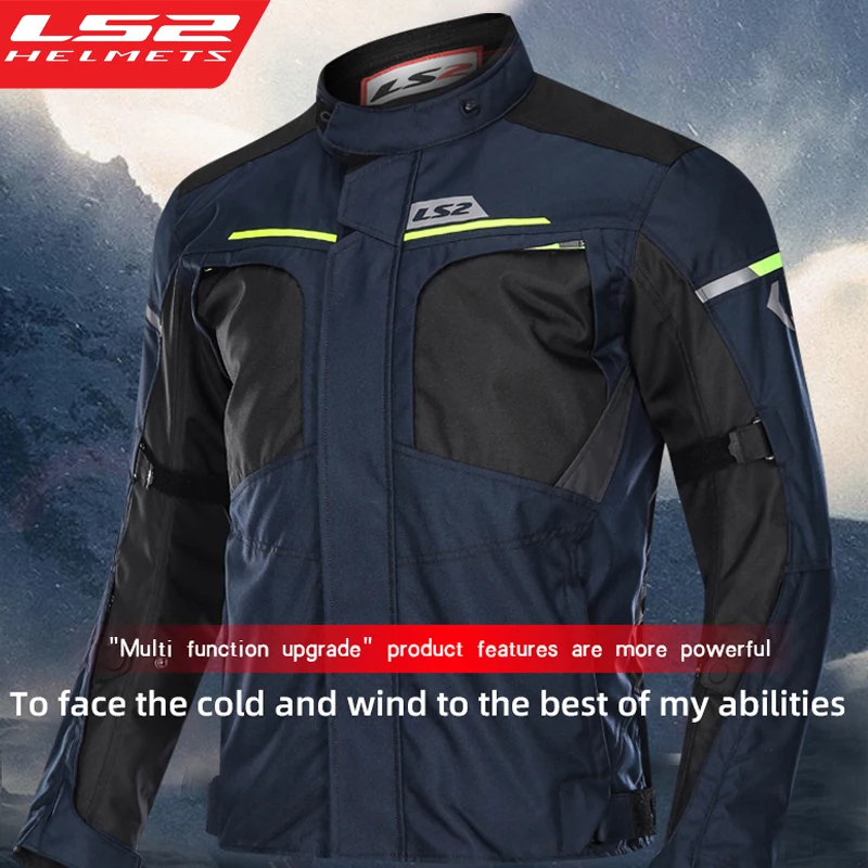 LS2 MJ119 Motorcycle Jacket Winter Warm Waterproof Motorbike Jacket Men Outdoor Travel CE Anti-fall Motocross Riding Clothing