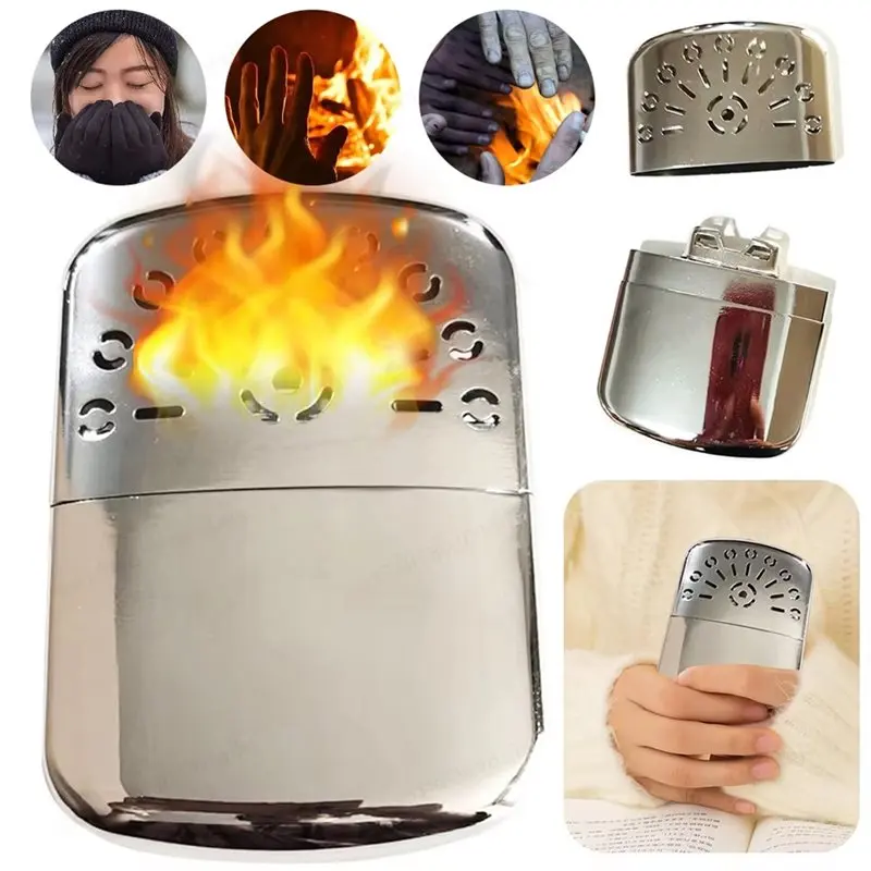 Для рыбалки, кемпинга, пешего туризма, зимы, улицы, портативная металлическая грелка для рук с чехлом, мини-карман, теплая