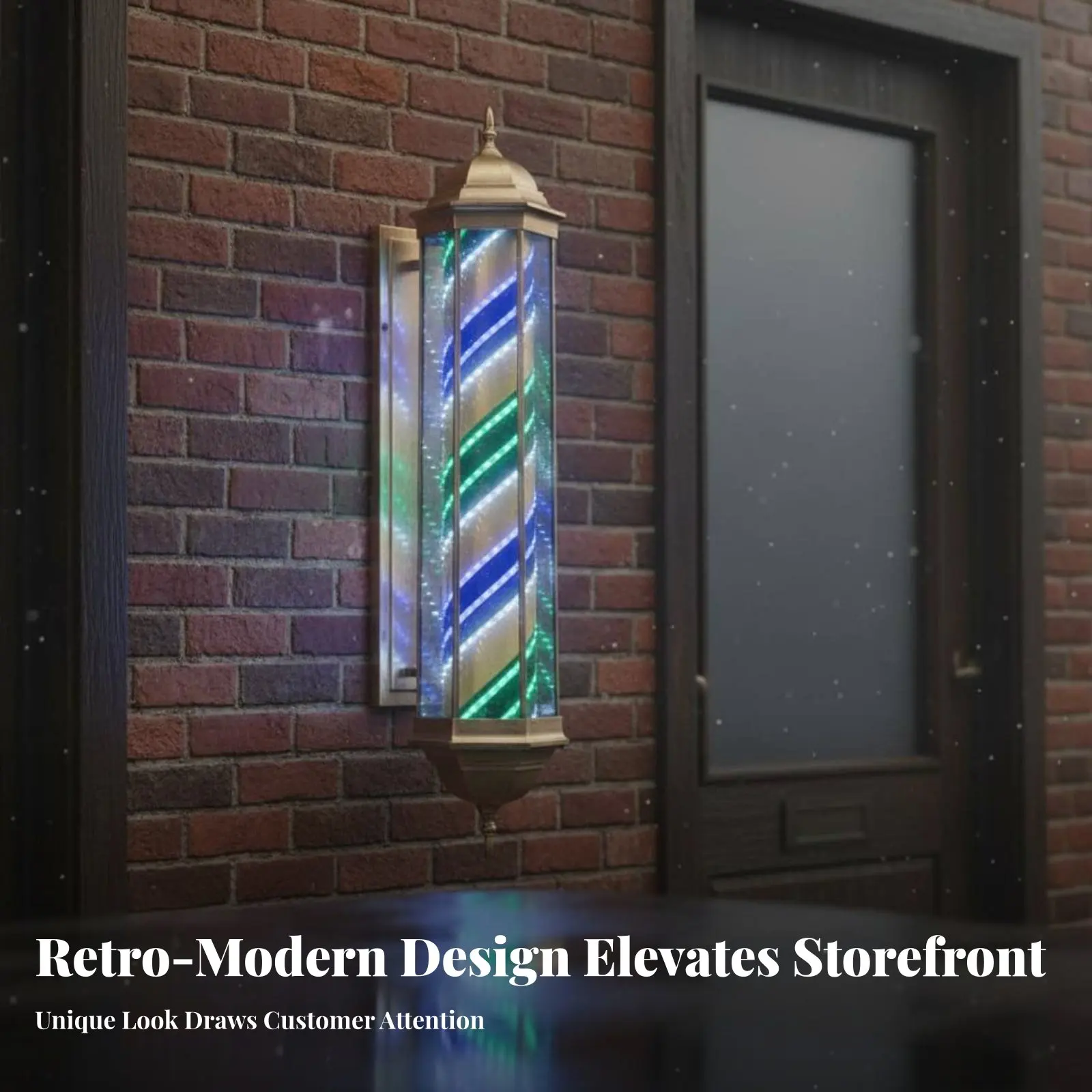 

Illuminated Haircut Pole Lamp Sturdy Haircut Pole Wall Mounted Salon Lamp Waterproof Weatherproof for Storefront