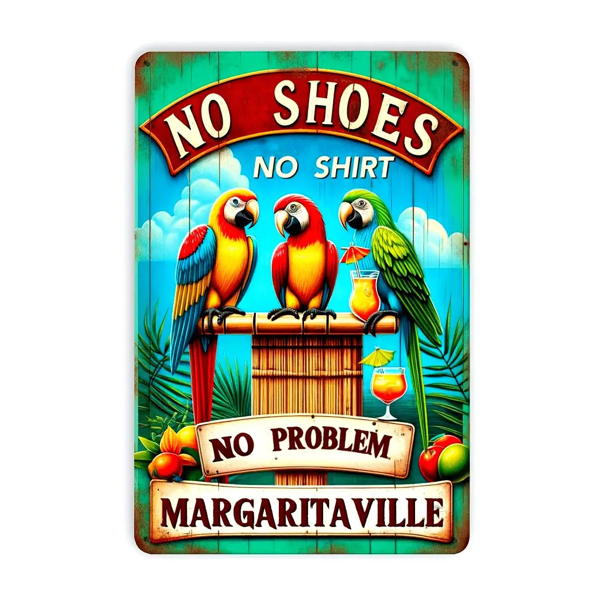 Vintage Parrot Aluminum Wall Art - No Problem