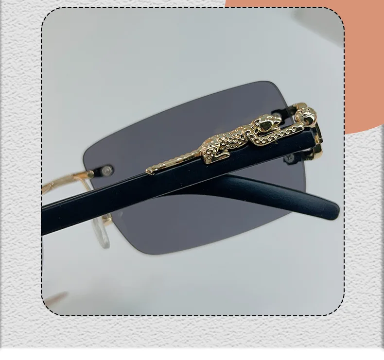 1-teilige modische Damen- und Herren-Sonnenbrille, rahmenlos, rechteckig, personalisierte Sonnenbrille für den Alltag, quadratische Vintage-Sonnenbrille – Detail 7