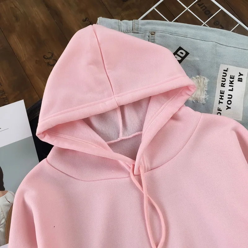 Men women Fashion pink Hoodies Autumn Long Sleeve Pullover Tops Casual Pocket Hoodies Unisex Outer Loose Sport Wear