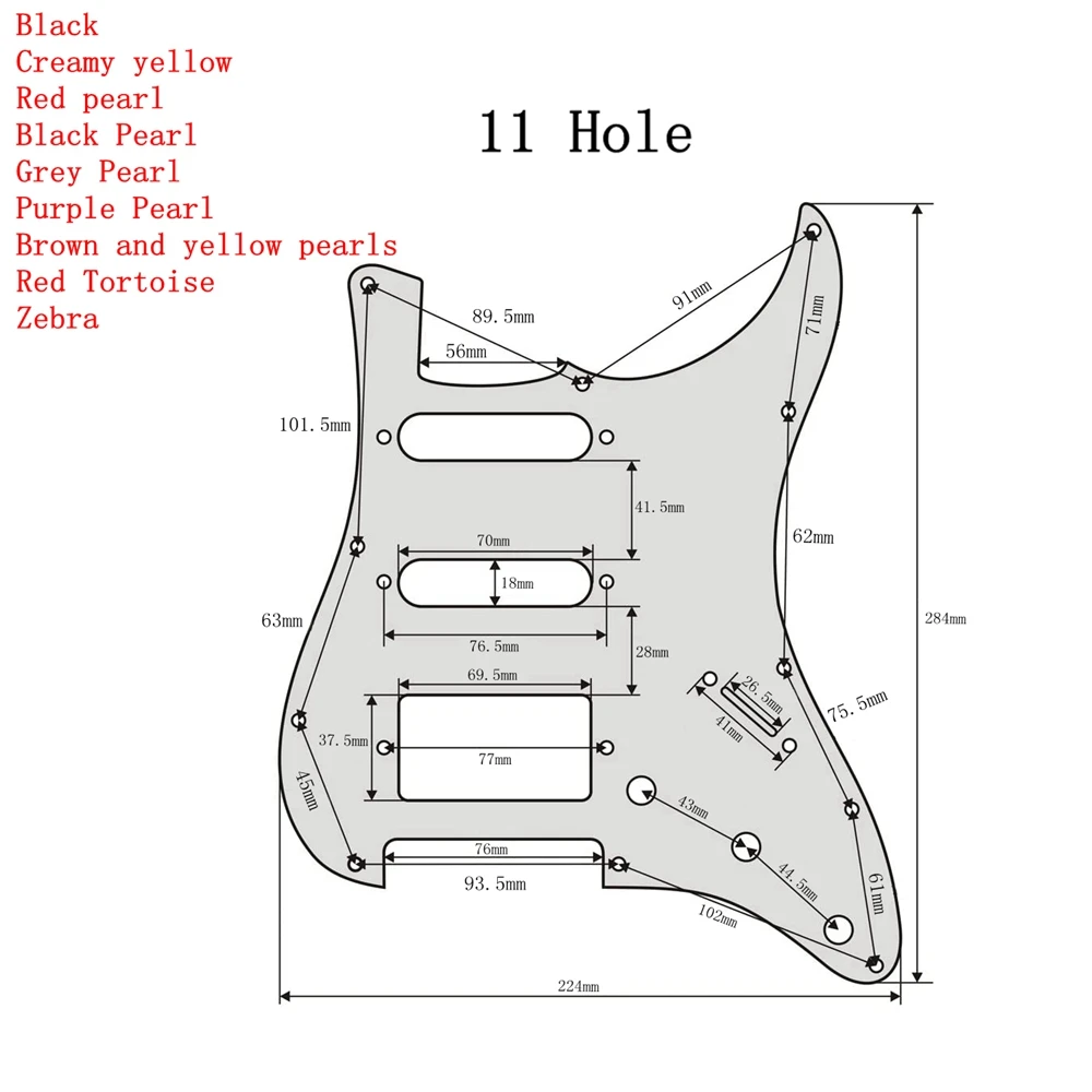 SSH 3 Ply 11 Hole Electric Guitar Pickguard With Screw Guitar Scratch Plate PVC for ST Guitar 13 Colors