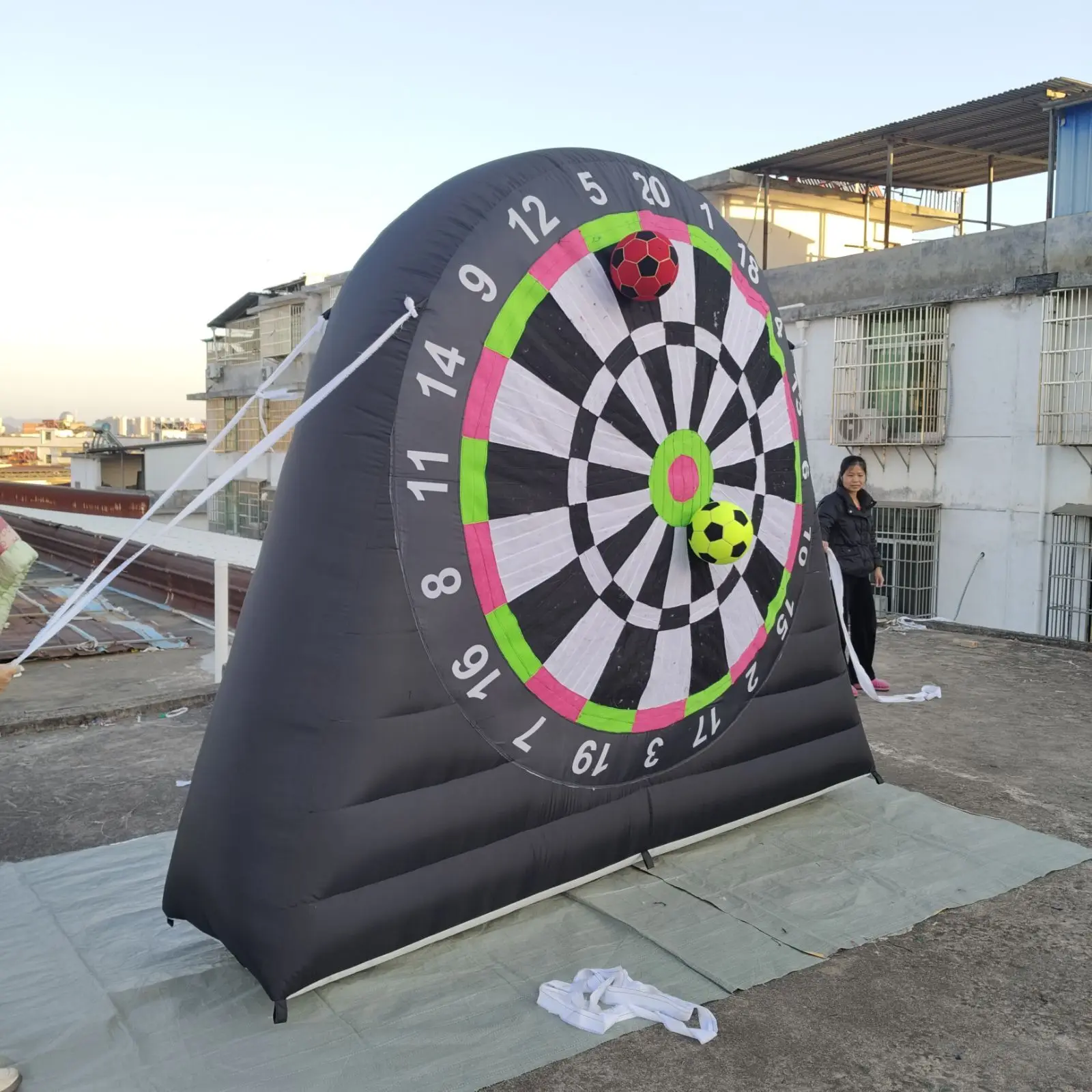 Large Inflatable Football Dart Game, Interactive Inflatable Football Darts with 6 Balls for Outdoor Sports Events and Fun