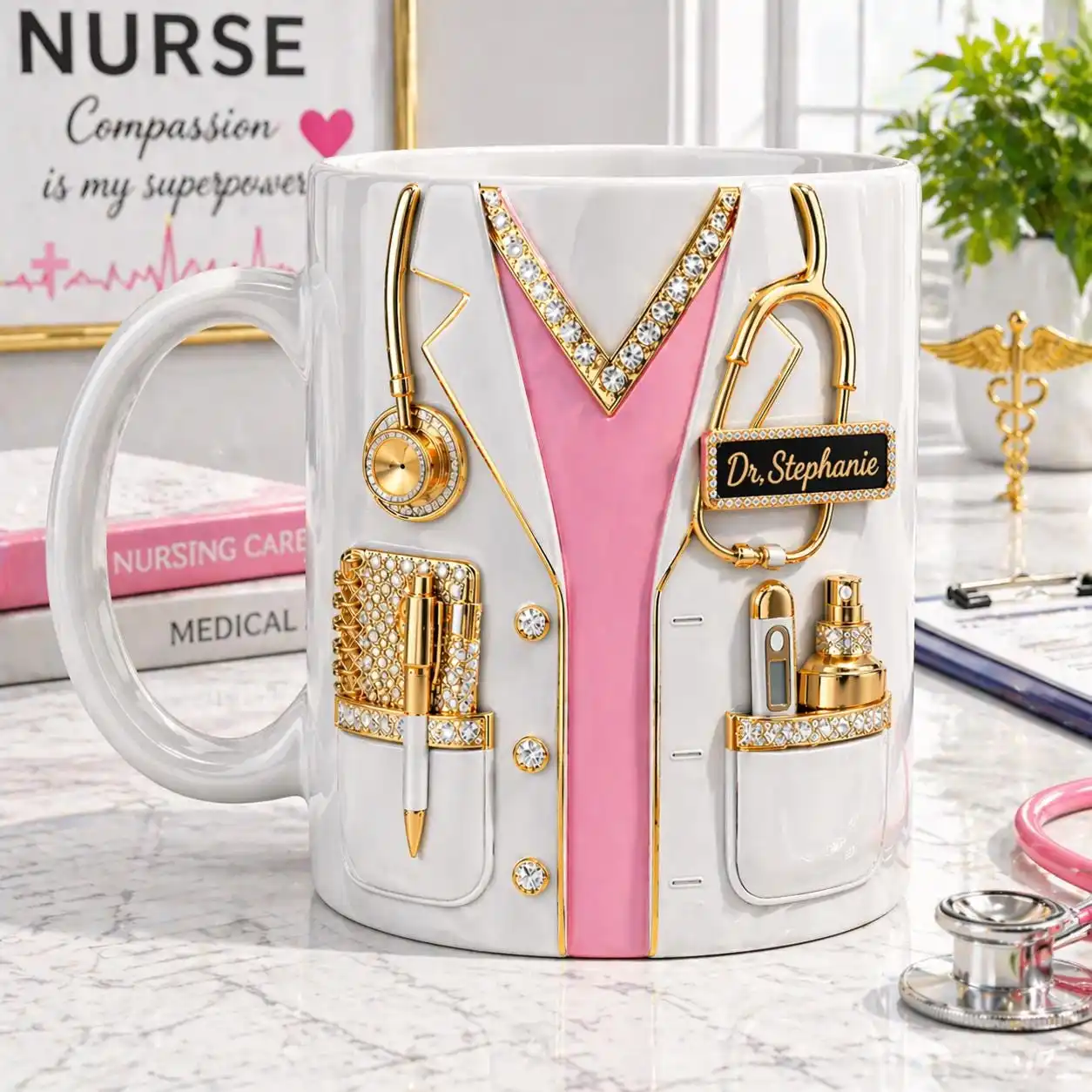 Personalized Nurse Overalls Effect Mugs, Nurse Life Theme Mugs, Custom Doctor Gifts, Graduate Gifts, Doctor's Day, Nursing Gifts