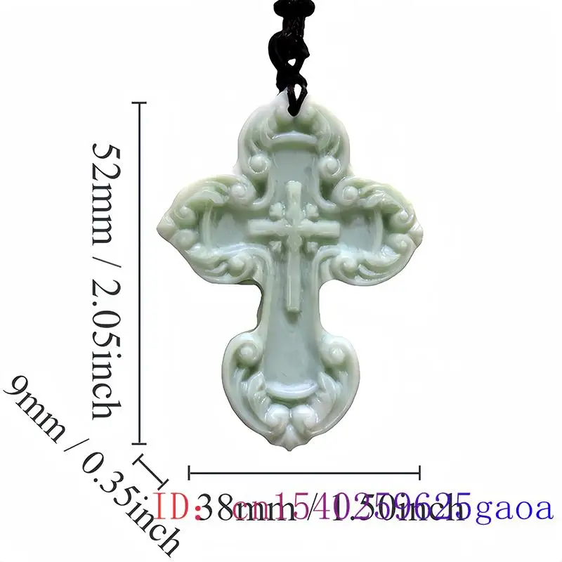 Natural Real Jade Cross Pendant Necklace Stone Charm Vintage Carved Jewelry Talismans Fashion Designer Accessories Luxury