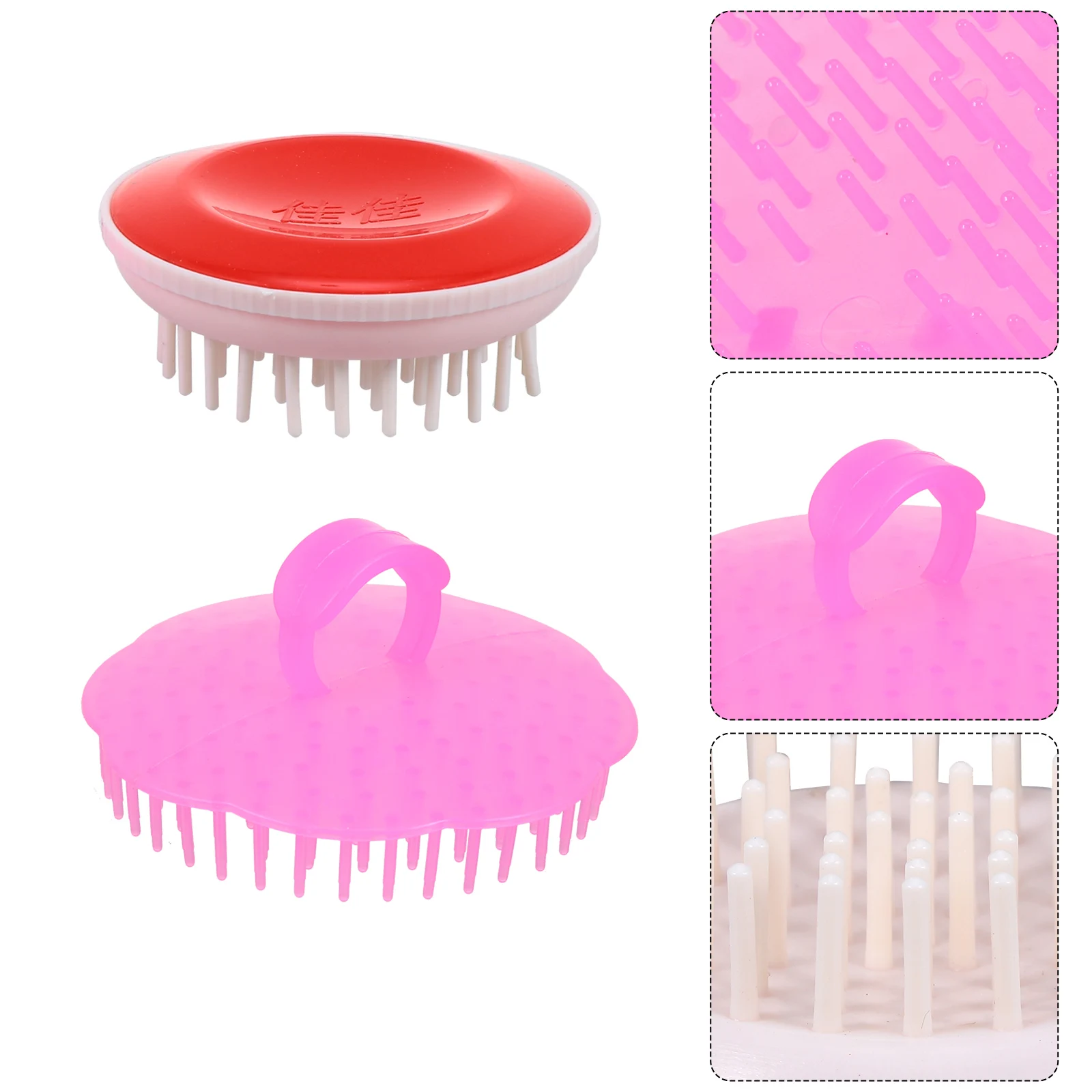 

10pcs Shampoo Brush Hair Dandruff Scalp Washing Detangle Scrubber Massage Tool Silicone Material Round Head Design Lightweight