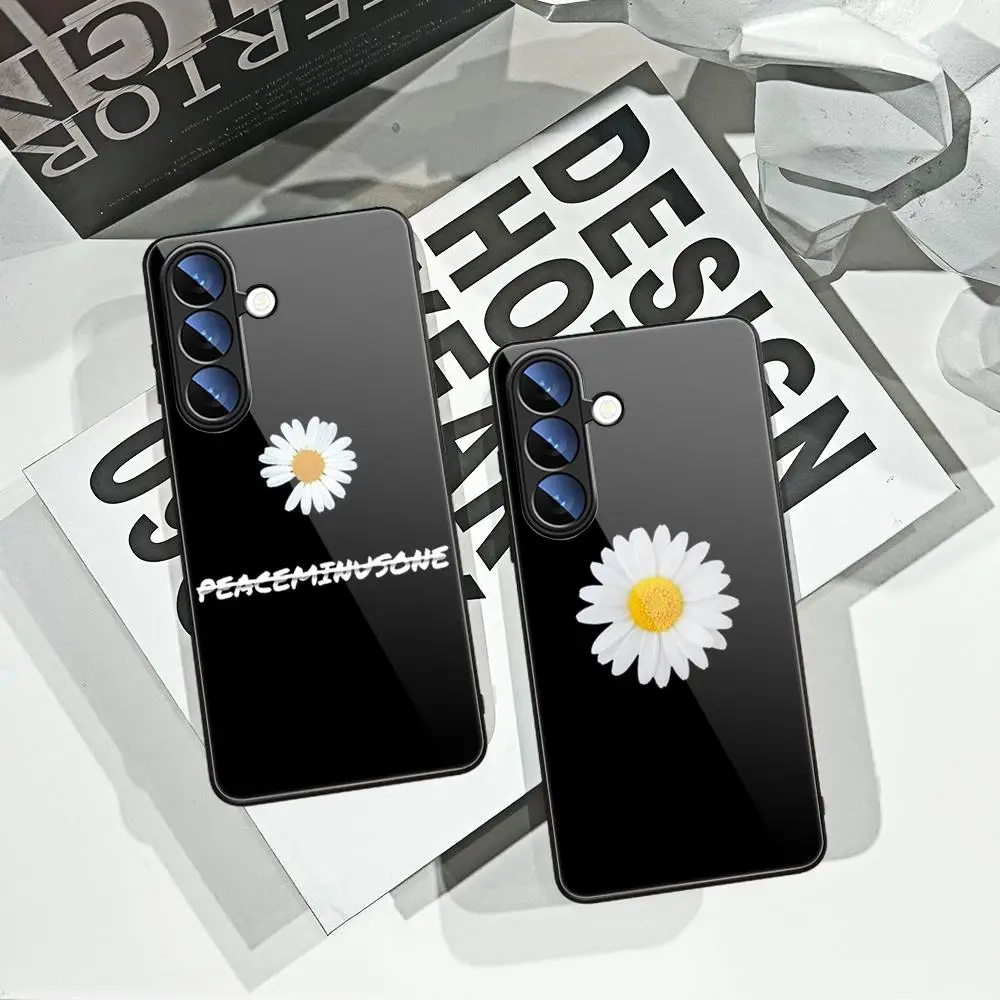 Smile Daisy Flower Print Phone Case for Samsung Galaxy S24 S23 S22 Ultra Plus FE A15 A25 A35 A55 INS Small Chrysanthemum Hard