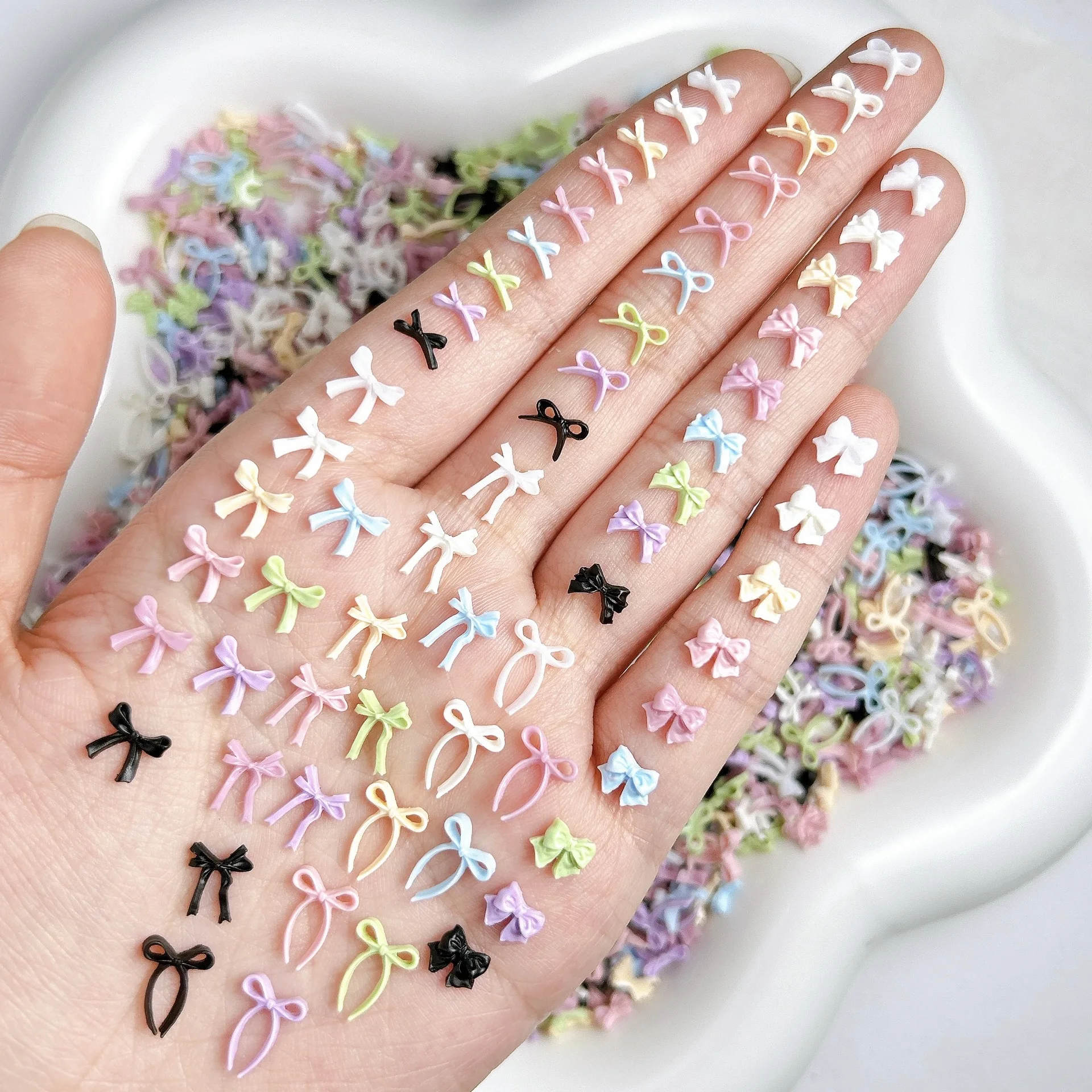 20 Stück Schleifen-Design Nagelkunst-Zubehör, gemischte Farben, Schleifen-Macaron-Cartoon, 5D-Band-Schleifen, Harz-Nagelanhänger, DIY-Maniküre-Werkzeug