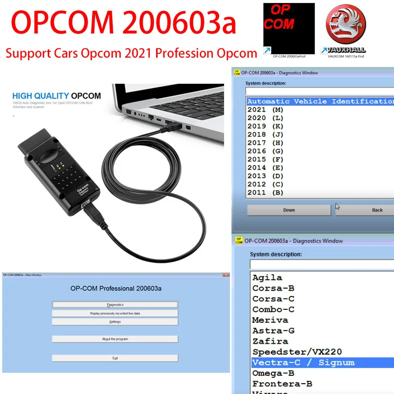 Professional Opcom with ftdi ft232rq,v1.99,最新のv2014,120309A,サポートカー,2014