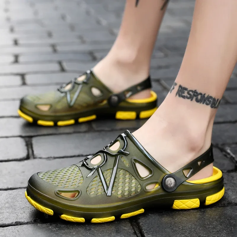 

Summer Breathable Vented Shoes Men's Outdoor Beach Slippers Anti-slip Wear-resistant Eva Sole Sandals For Men's Casual Use