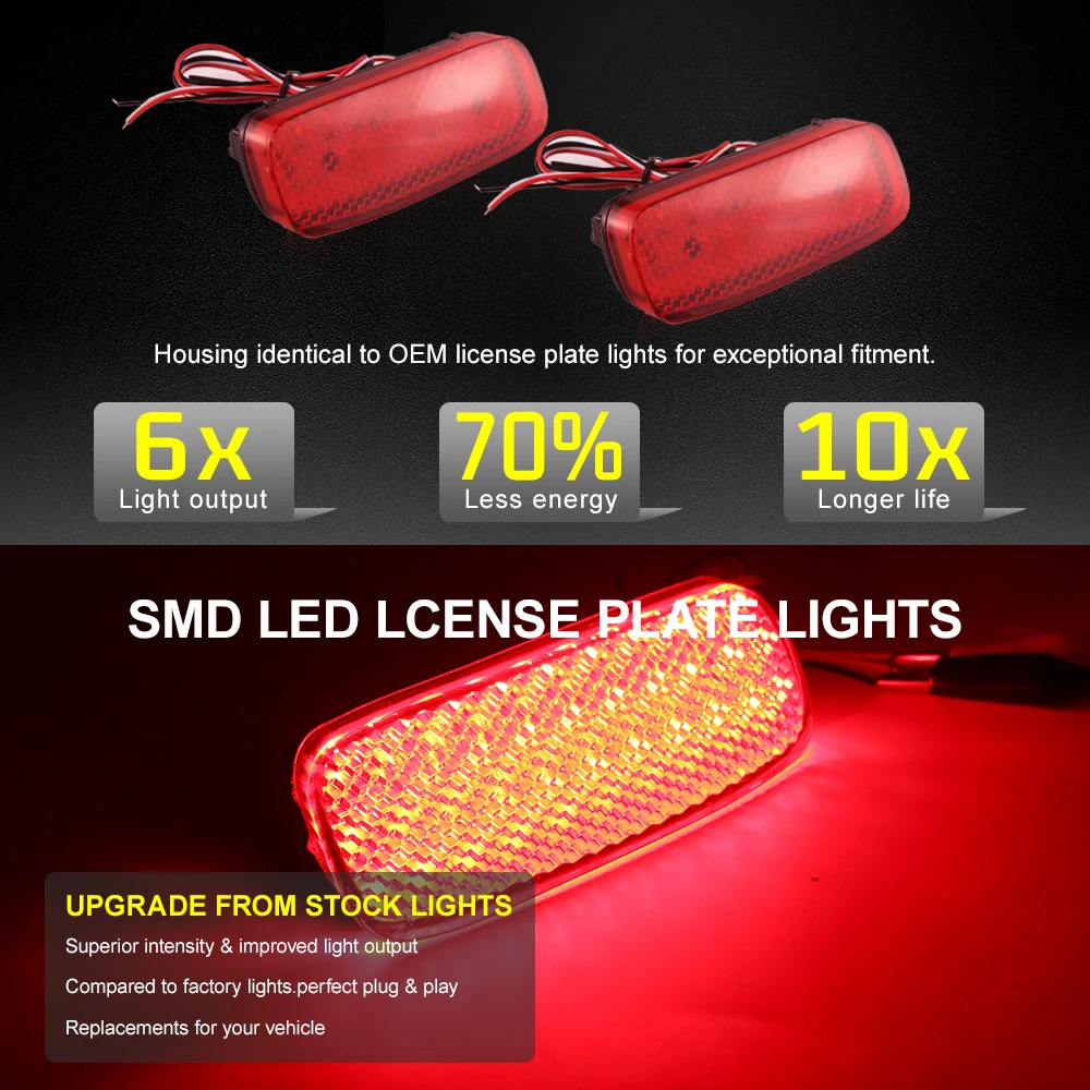 2PCS LED Rear Bumper Reflector Lights For Citroen C1 05-14 C5 04-08 For Peugeot 107 206 607 05-14 Expert For Fiat Scudo 2007-up - view 2