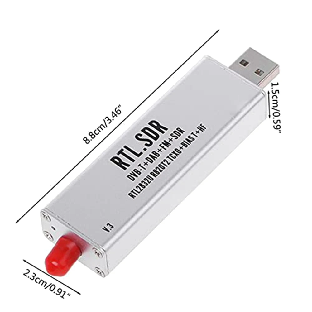 X12A 0.1MHz-1.7GHz TCXO RTL SDR Receiver R820T2 USB RTL-SDR Dongle with 0.5Ppm TCXO SMA MJZSEE A300U Tester