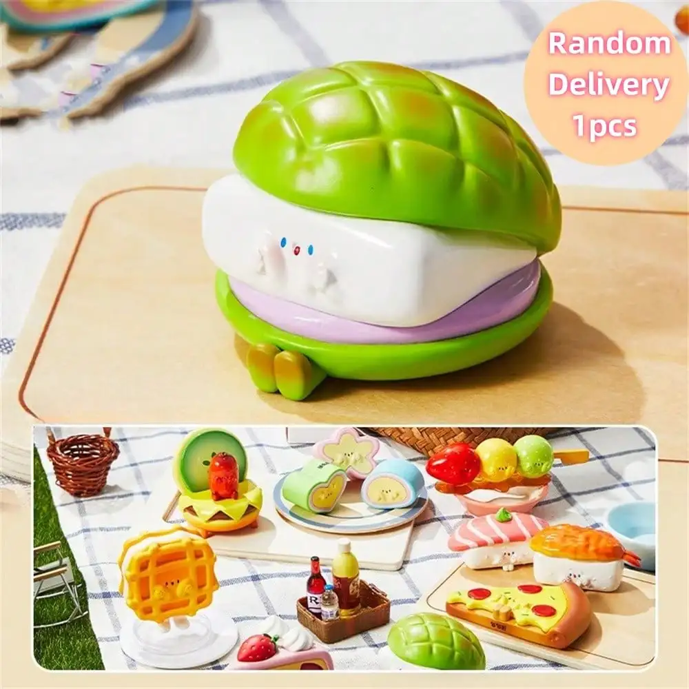 

New Fashion All Things Face Holding Go Picnic Cute Food Blind Box Kawaii Desktop Decor Collection Christmas Gift Toy Random 1PC