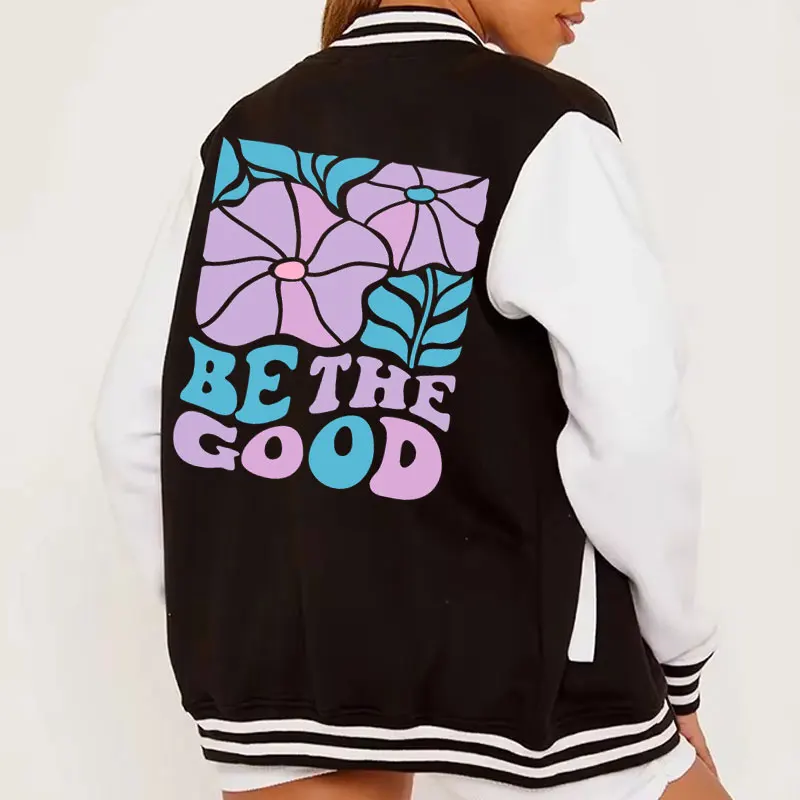 

Positive Mental Health Flowers Women Bomber Jacket Fall Winter Fashion Baseball Uniform Oversize Coats Student Jacket Streetwear