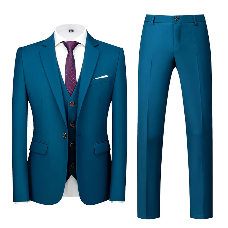 

HH86 Business casual groom best man suit dress three piece suit solid color slim multi-color professional suit for men