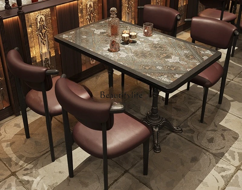 

Retro American dining bar music cafe wine table and chair combination