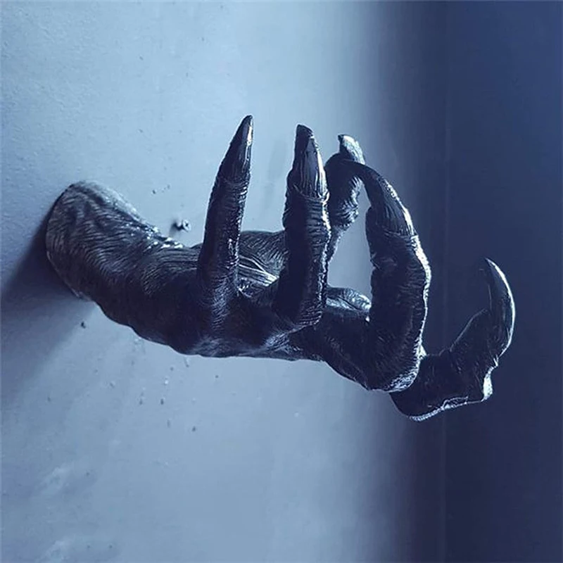 Halloween Gothic Witch Hand Statue Home Wall Keys Jewelry Hanger Resin Sculpture Halloween Party Decoration Horror Props DIY Art