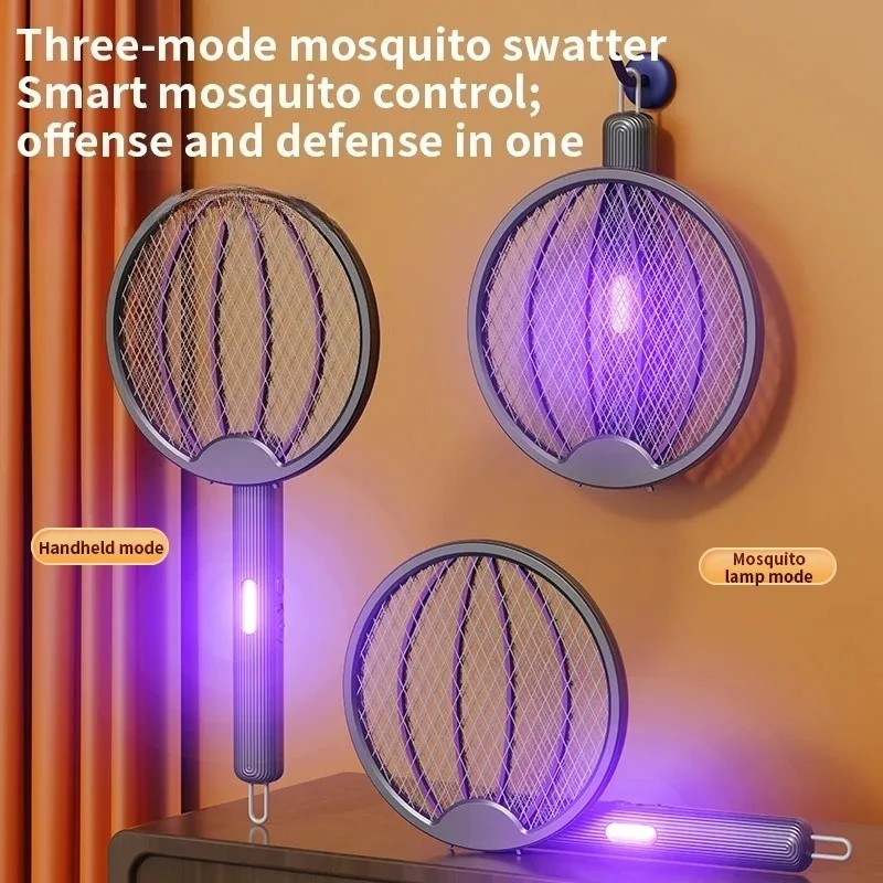 1PC Rechargeable 3 in 1 Foldable Mosquito Swatter Wall Mounted Electric Killer Lamp Anti Mosquito for Home