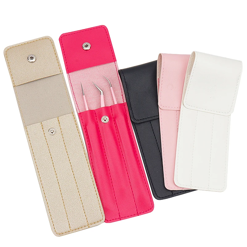 1 pçs pinças capa de couro lash levantamento sobrancelha clipe titular saco armazenamento coleção caso extensão cílios suprimentos ferramentas maquiagem