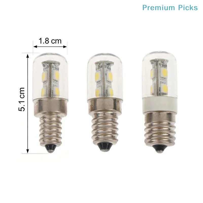 portableLED Fridge Light Bulb Energy Saving Corn Lamp E12 E14 E17 Base 220V Cold White for Refrigerator Showcase Cabinet