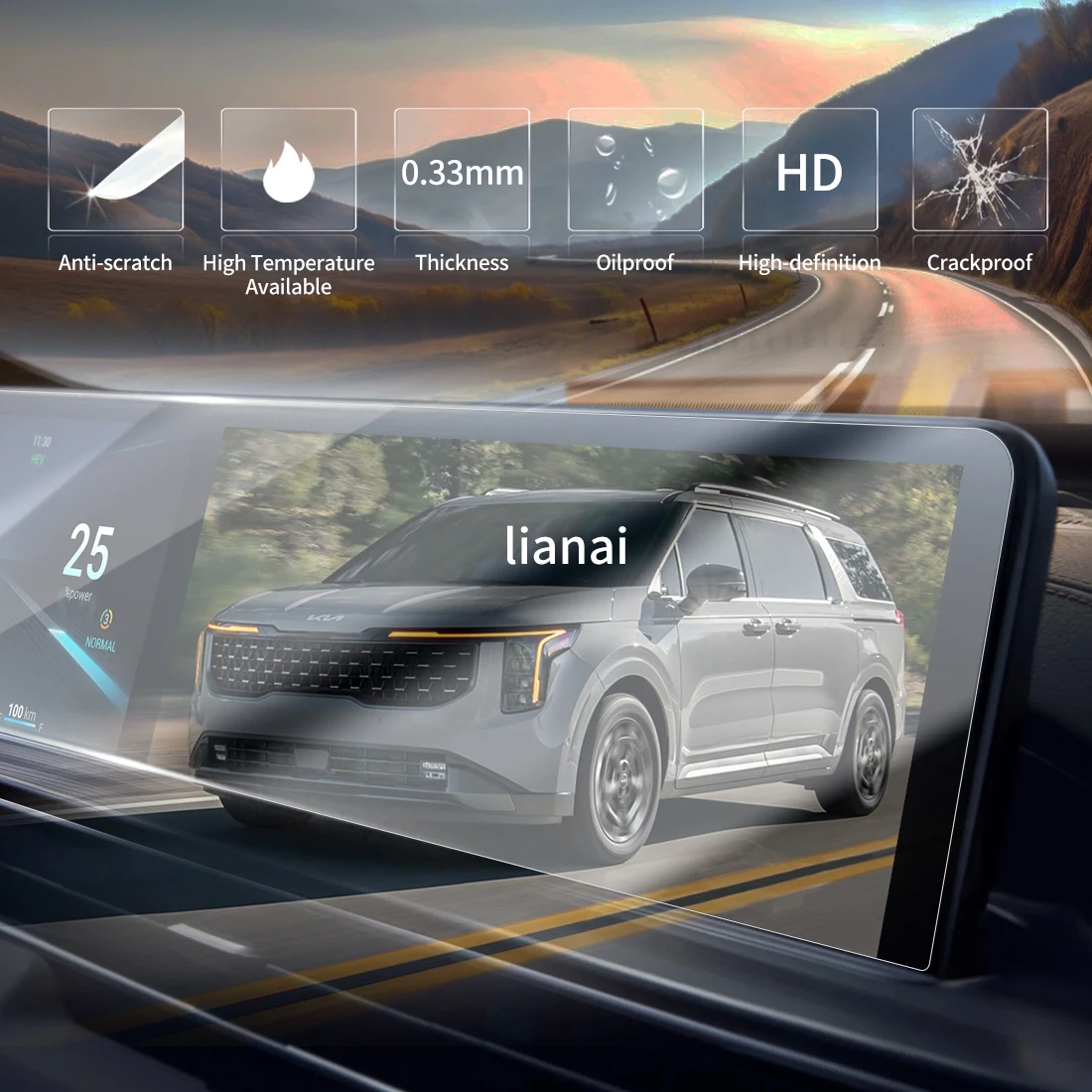 Screen Protector for 2026 KIA Carnival Tempered Glass GPS Video display  Navigator Car Stickers Vehicle Accessories supplies