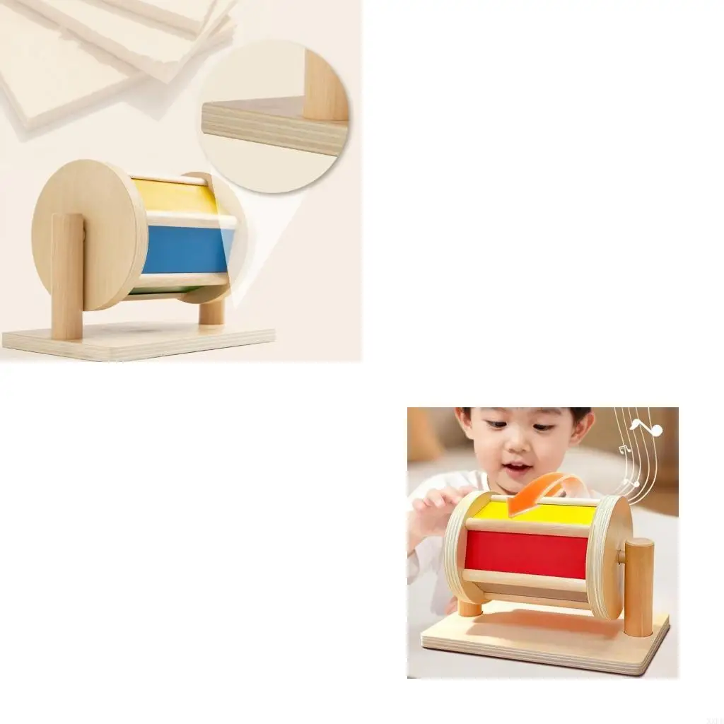 XXFE Fabric Activity Drum With Wooden Frame, Bright Picture Panels and Hands-On Exploration for Children's Early Learning During