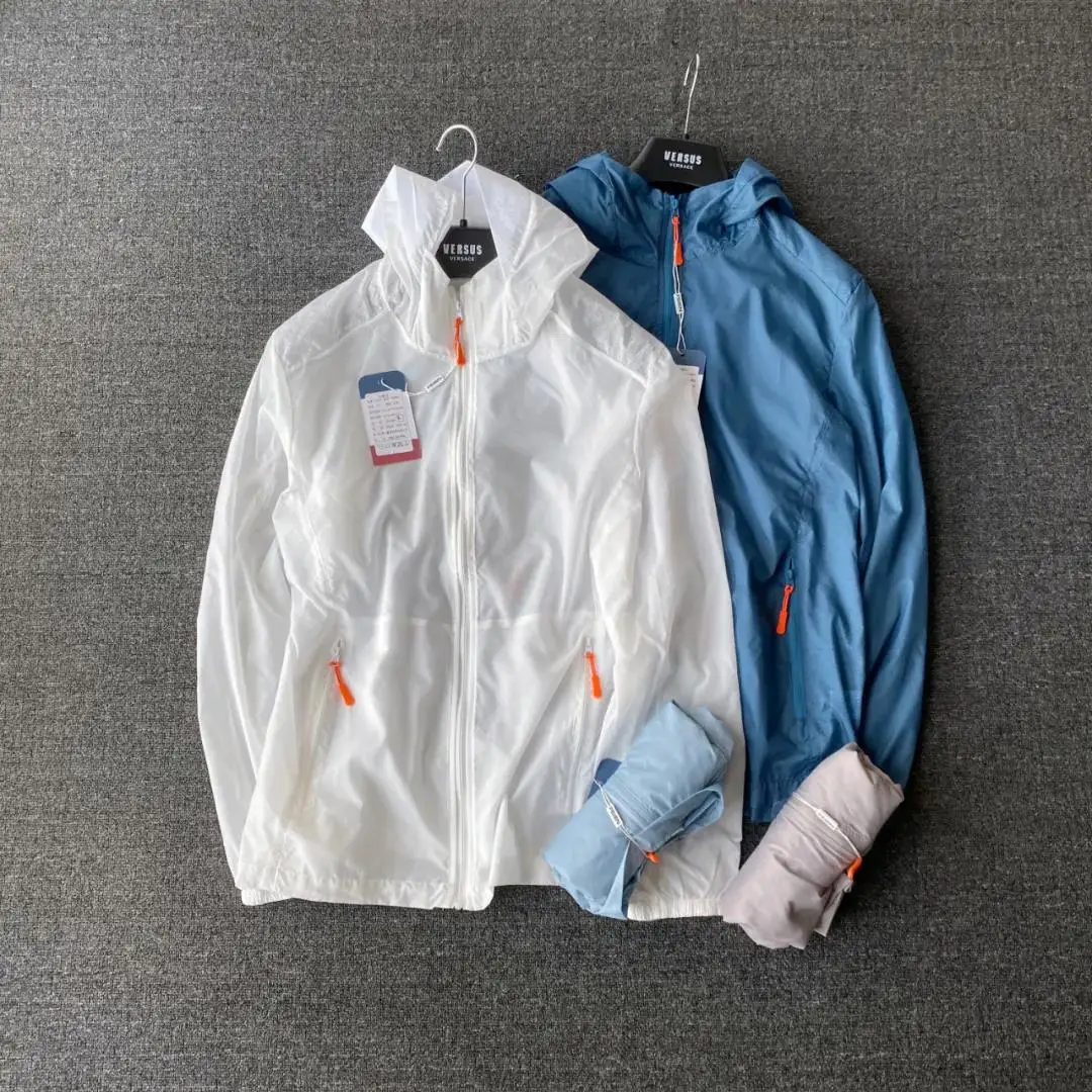 

Мужская легкая дышащая куртка с капюшоном из ледяного шелка UPF50 для защиты от солнца, быстросохнущая, модная, городская, стильная, удлиненная