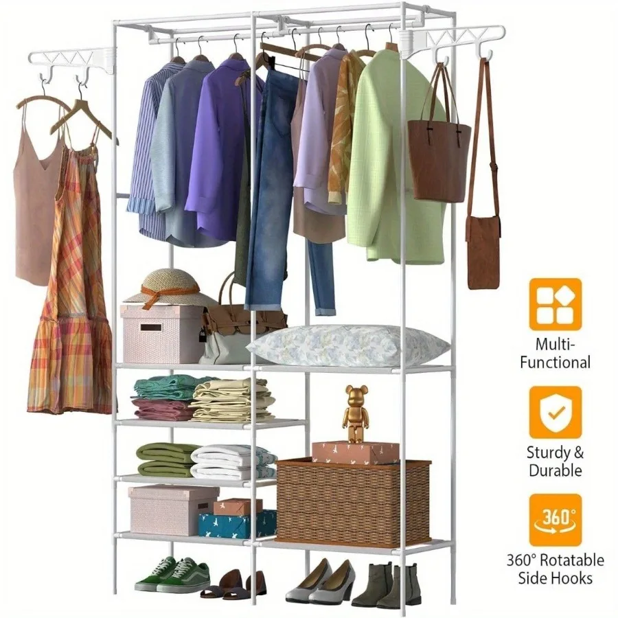 

Clothing Racks for Hanging Clothes with Shelves Portable Closet System Organizer Garment Rack for Clothes Storage Meta