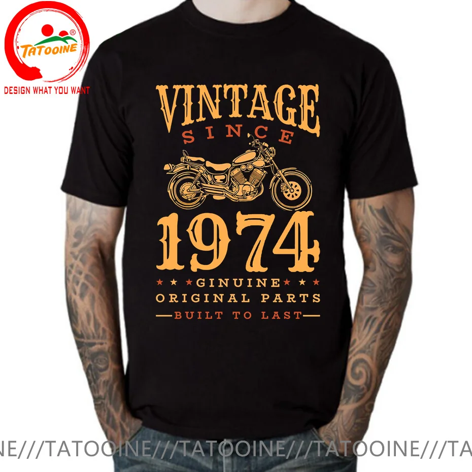 

Vintage Motorcycle 1974 T-Shirt Born In 1970/1971/1972/1973/1975/1976/1977/1978/1979 T Shirt Father Dad Birthday Gifts Tee Shirt