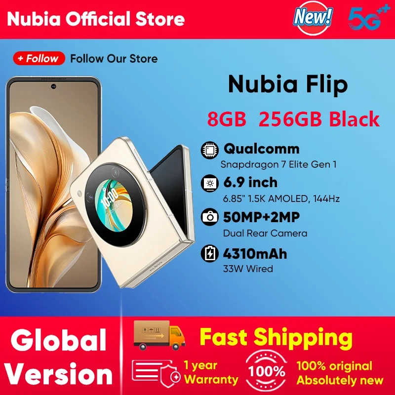 Nubia Flip Phone 5G Global Version Foldable Screen Mini Phone 6.9