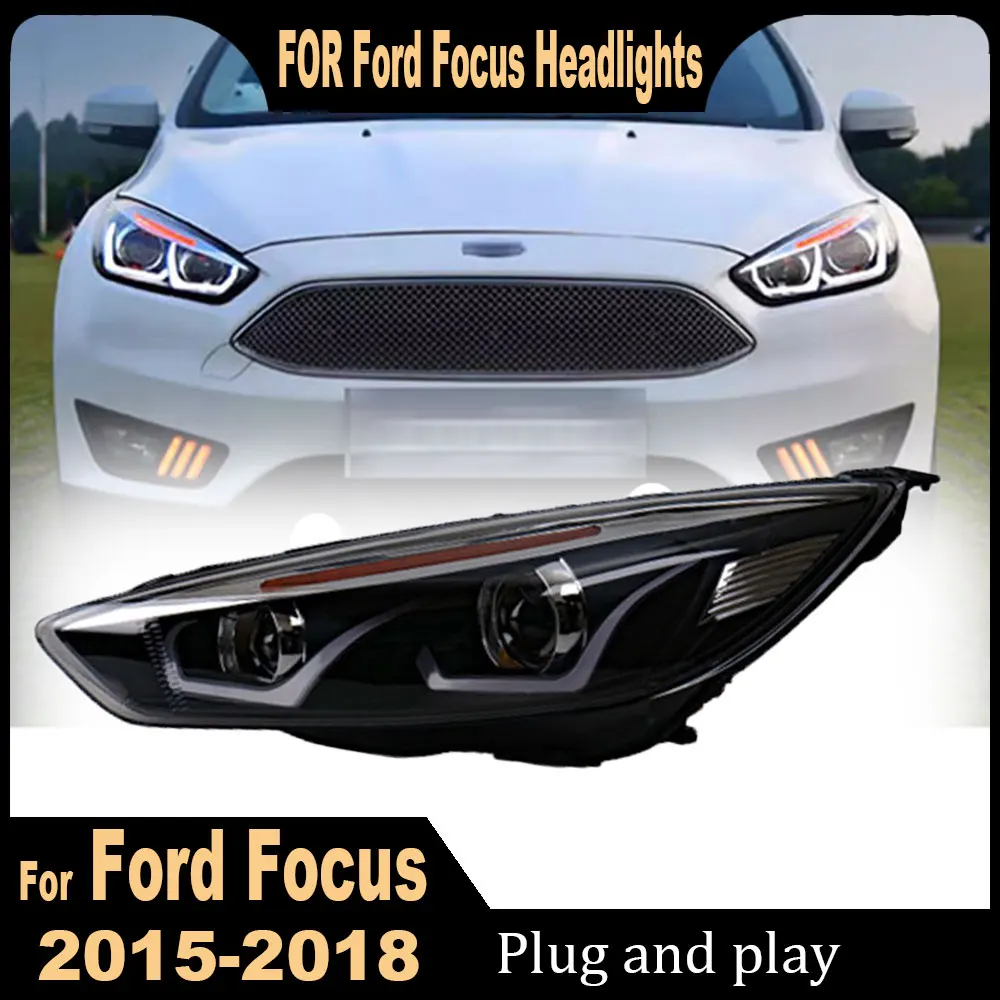 

Pair LED Headlight Assembly for Ford Focus 2015 2016 2017 2018 Headlights LED DRL Dynamic Turning Front Head Lamp Plug and Play