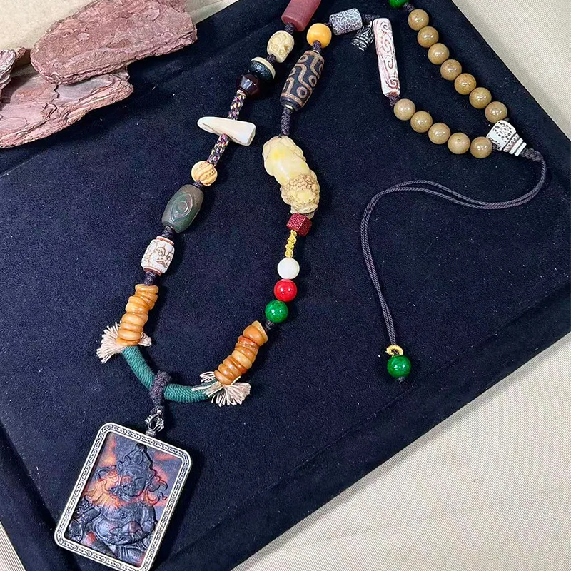 God Of Wealth Pendant, Multi-Attribute Charm, Retro Ethnic Style Necklace