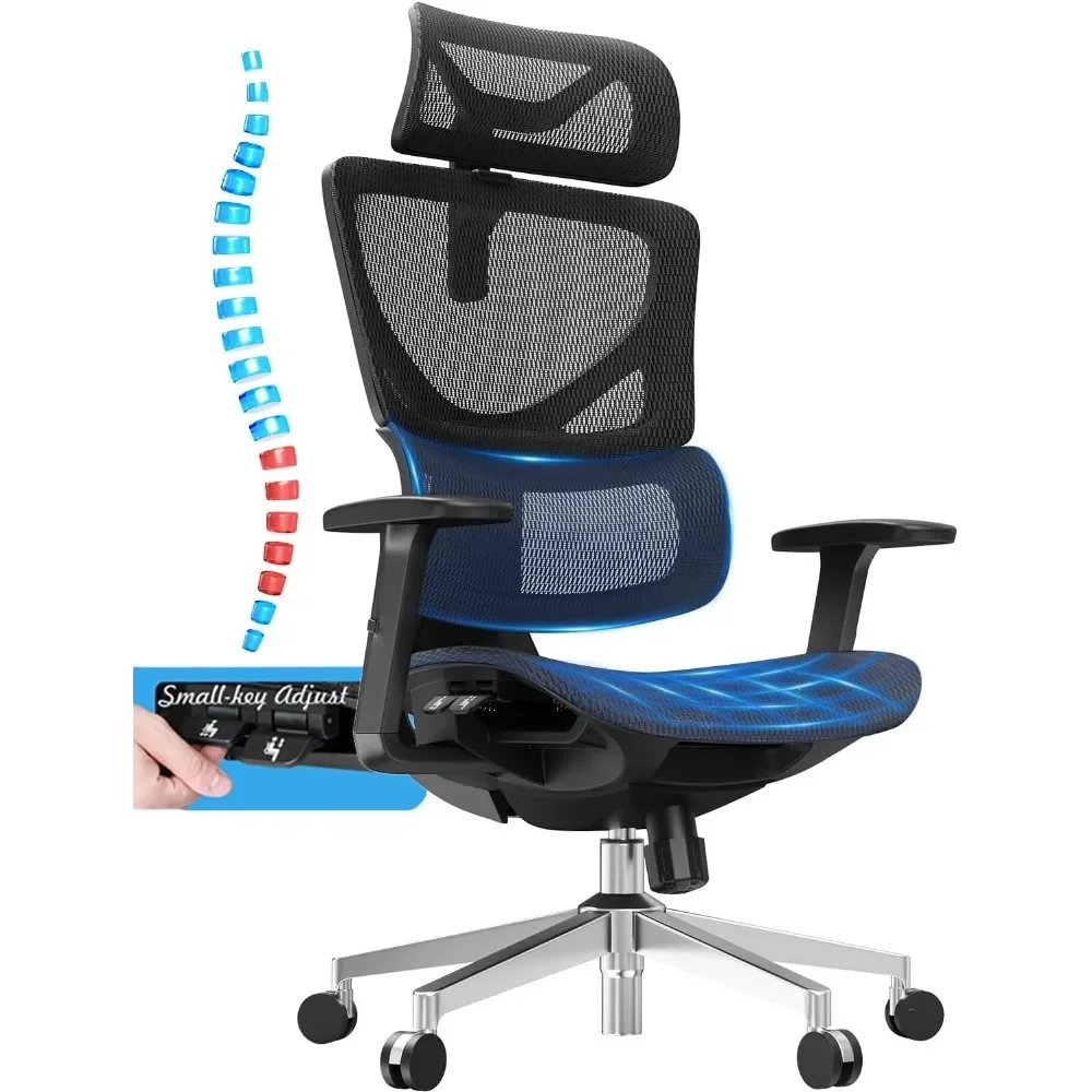 Silla de oficina ergonómica de malla: sillas de escritorio de oficina en casa grandes y altas de 6'6 pulgadas, profundidad del asiento ajustable con soporte lumbar