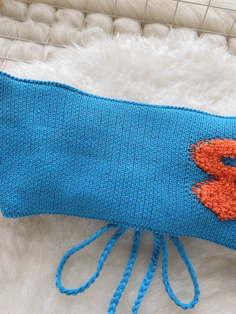 بدلة نسائية زرقاء مكونة من قطعتين بلوزة قصيرة بدون أكمام مع تنانير صغيرة 90s عتيقة Y2k أطقم تنورة محبوكة ملابس 2000s