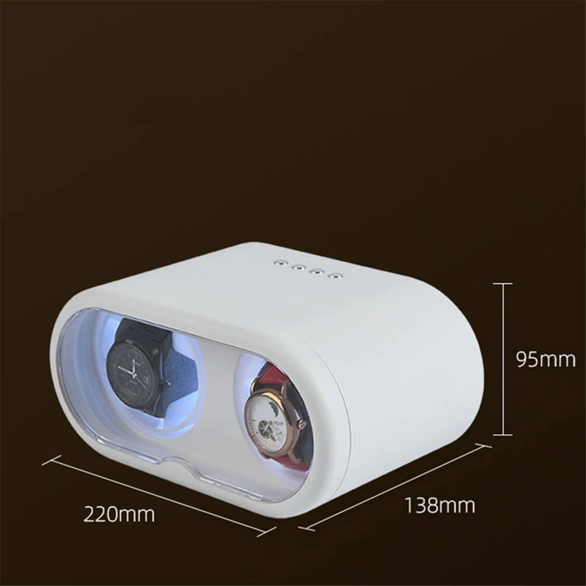A002 2 فتحات ملفاف ساعة للساعات الأوتوماتيكية صندوق تخزين اللفاف التلقائي استخدام كابل USB/بطارية Mabuchi كتم المحرك الأبيض